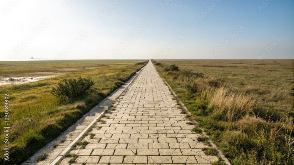 Narrow tile path disappearing into the distance, Dark and light contrast, Tiles, Vanishing point, Flooring Narrow tile path disappearing into the distance, Dark and light contrast, Tiles, Vanishing point, Flooring