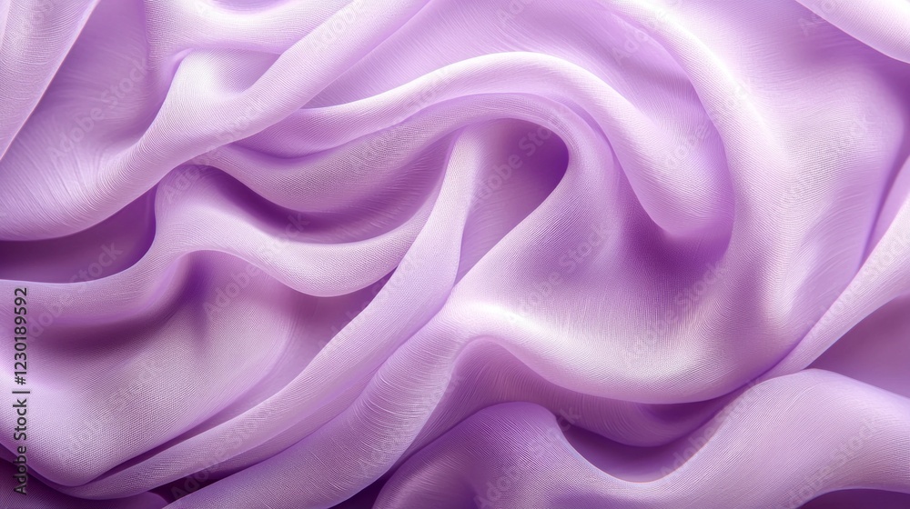 Obraz premium Light lavender fabric flows gently, forming delicate waves and curves that evoke tranquility and inspiration. Its soft texture and subtle sheen invite creative exploration in design