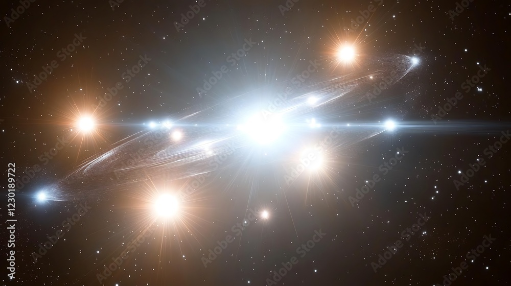 Obraz premium Stars cluster in deep space with ring of light