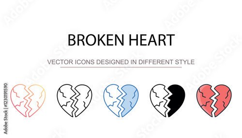 Broken Heart icon design with white background stock illustration