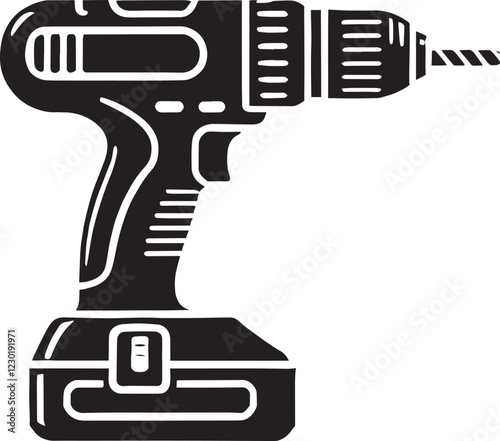 Drill machine tool silhouette vector illustration isolated on a white background