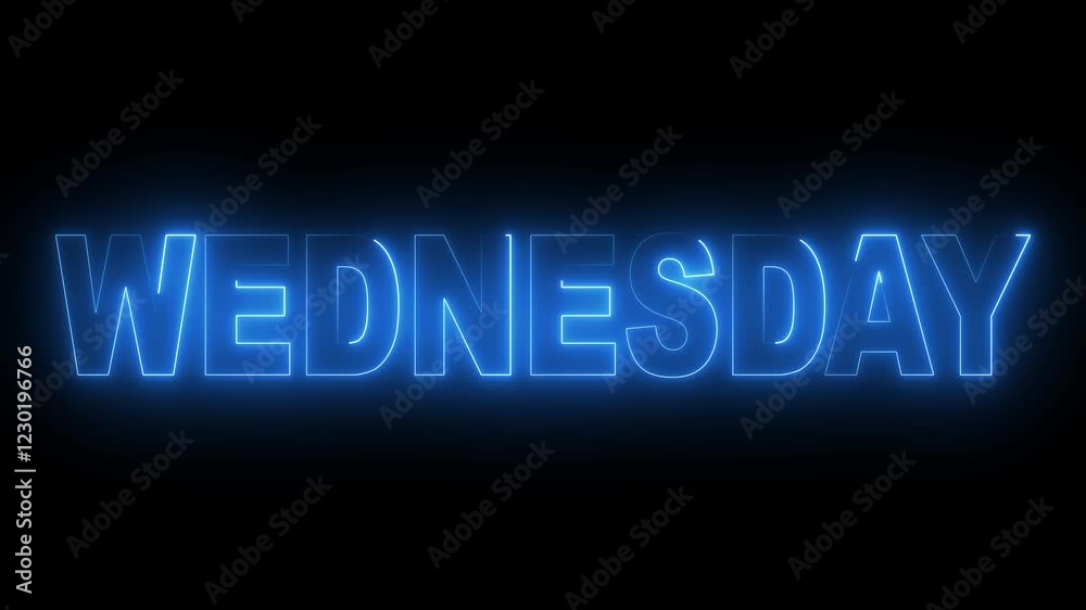 Glowing neon lines wednesday text animation on black background. Seamless loop. Neon wednesday neon sign animation. luxury wednesday text animation. Glowing neon lines wednesday text animation on black background. Seamless loop. Neon wednesday neon sign animation. luxury wednesday text animation.