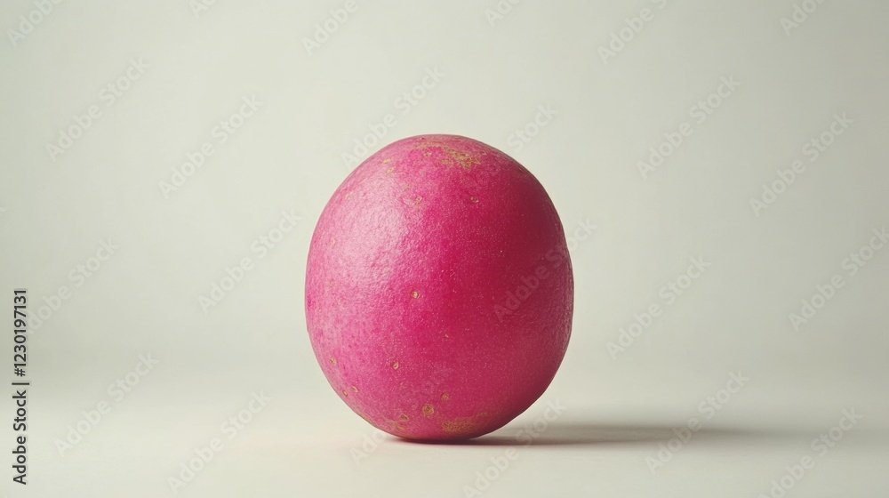 Bright Pink Round Fruit Isolated on Simple Light Background Bright Pink Round Fruit Isolated on Simple Light Background
