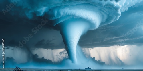 Powerful Tornado Raging Through the Storm