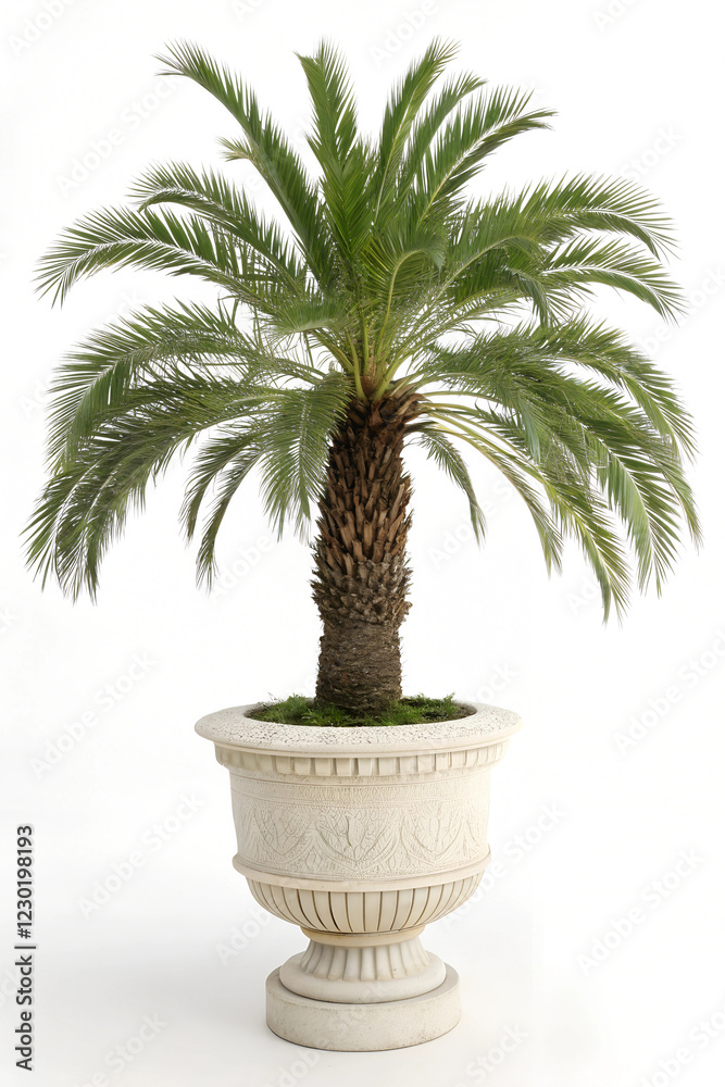 Fruit trees in a large pot with a completely white background Fruit trees in a large pot with a completely white background