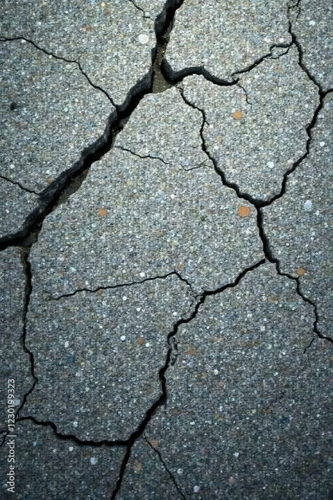 Obraz premium Rough gray stone surface with deep cracks and shadows, natural light, shadow, weathered