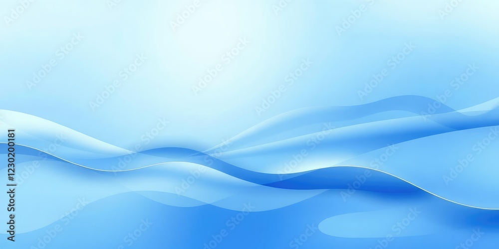Obraz premium Soft blue gradient background with wavy lines created from transparent color layers, cloud formations, soothing colors, soft focus