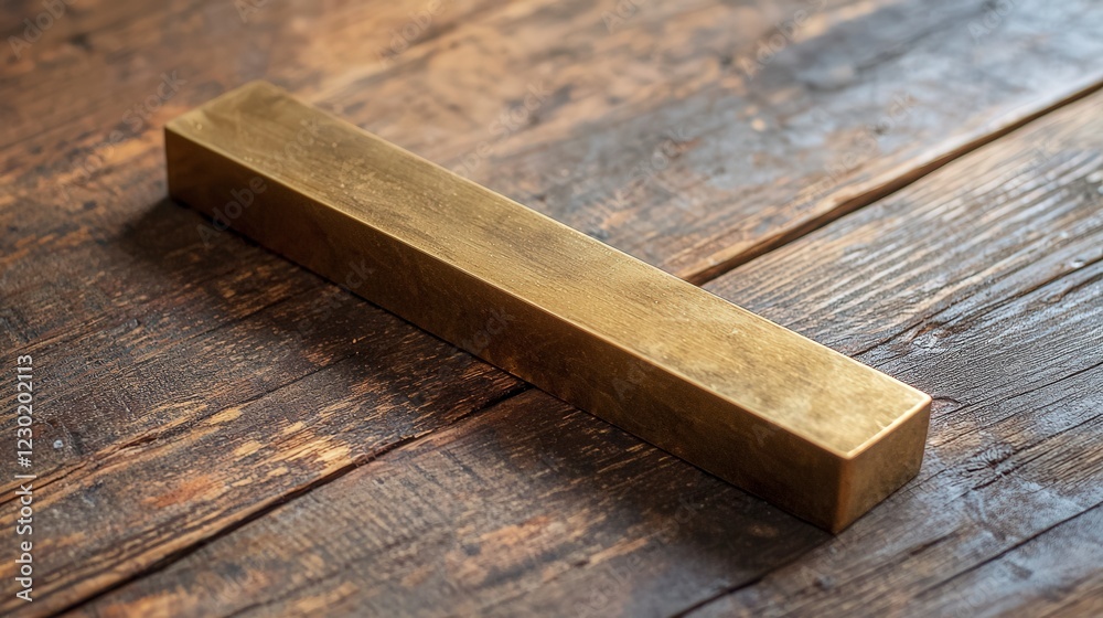 Golden Bar on Rustic Wood Surface for Stock Photography Use Golden Bar on Rustic Wood Surface for Stock Photography Use
