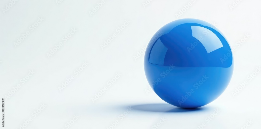 Spherical blue orb floats on a pristine white background, color, shape, geometry Spherical blue orb floats on a pristine white background, color, shape, geometry