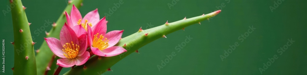 Pink Aloe Vera flowers blooming on the green plant stem, botanical, plant, stem Pink Aloe Vera flowers blooming on the green plant stem, botanical, plant, stem
