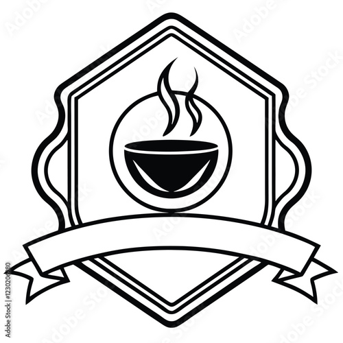 A minimalist coffee shop logo in vector line art, featuring a steaming coffee cup with elegant typography to convey warmth and sophistication.