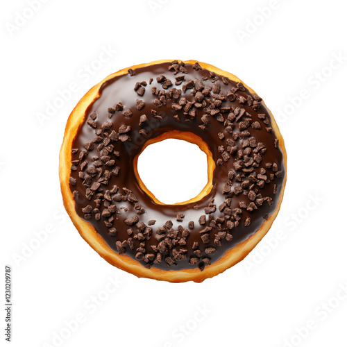 Chocolate donut isolated on transparent background photo