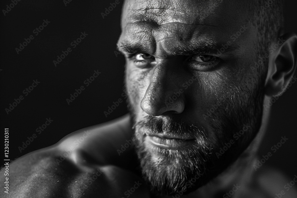 Portrait of a Determined Bodybuilder muscular body Showcasing sports Strength and Focus, Generative AI Portrait of a Determined Bodybuilder muscular body Showcasing sports Strength and Focus, Generative AI