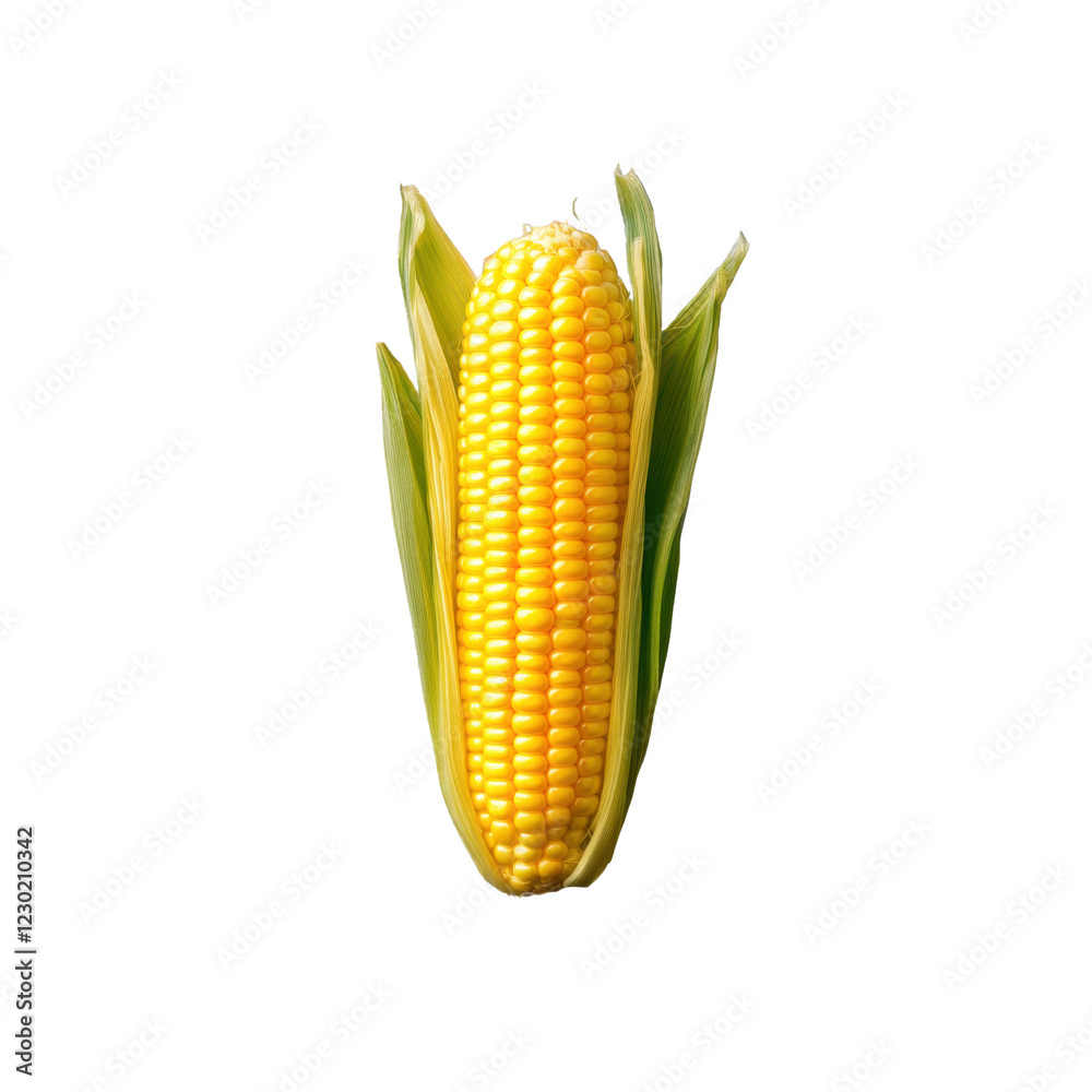 Obraz premium Yellow corn on cob isolated on transparent background
