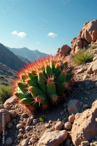 Large Euphorbia Ingens cactus on rocky terrain, succulent, rocky photo