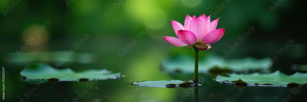 Lotus flower stem emerging from black muddy pond bottom, growth, green, lotus