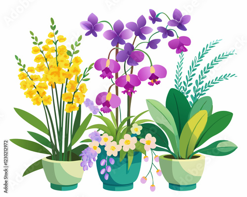 Wallpaper Mural Watercolor Floral Arrangement Cascading Wisteria Purple Pansies Yellow Flowers Torontodigital.ca