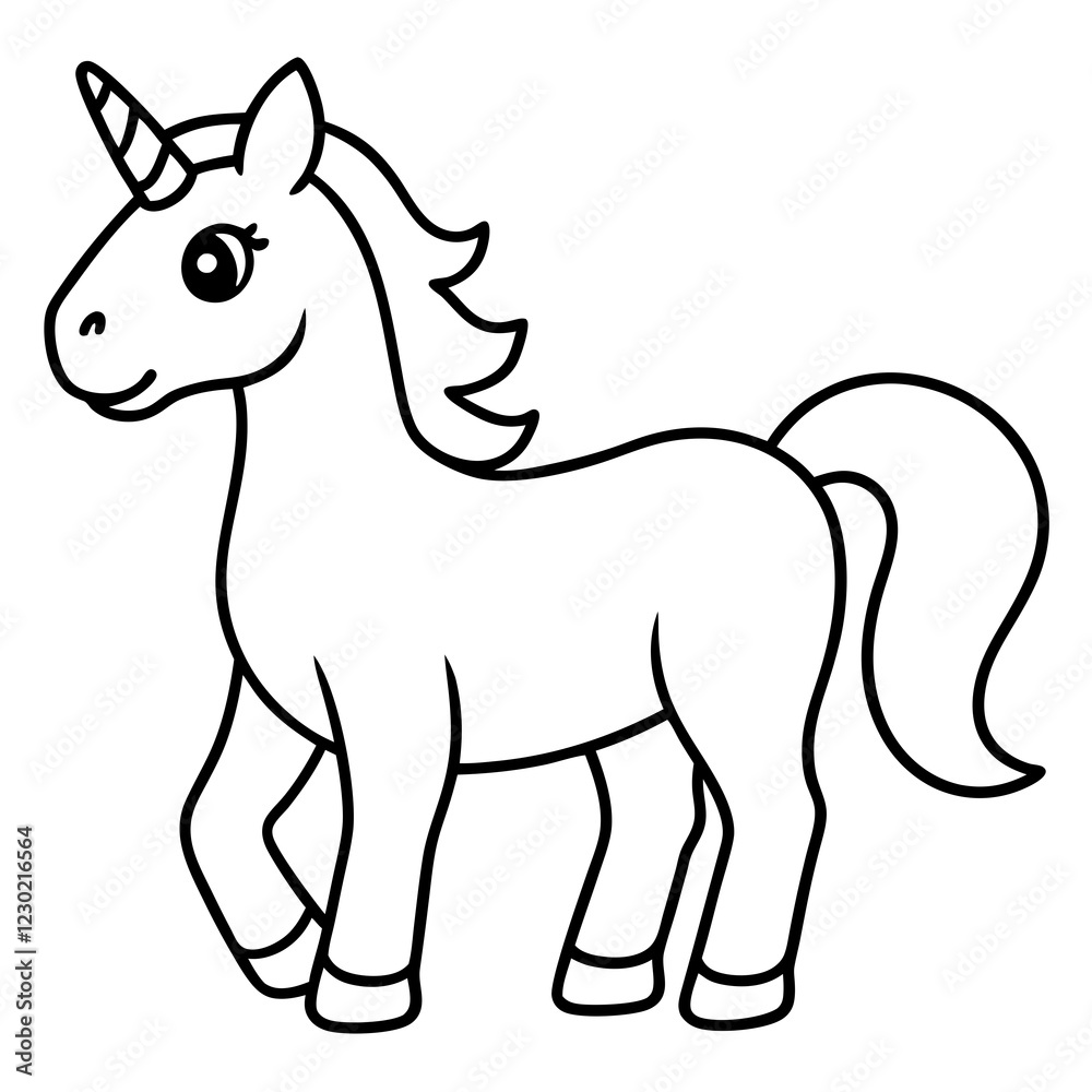 Cute Black Vector Unicorn Line Art Black Vector Silhouette Cartoon Illustration Cute Black Vector Unicorn Line Art Black Vector Silhouette Cartoon Illustration