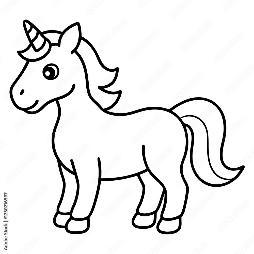 Cute Black Vector Unicorn Line Art Black Vector Silhouette Cartoon Illustration Cute Black Vector Unicorn Line Art Black Vector Silhouette Cartoon Illustration