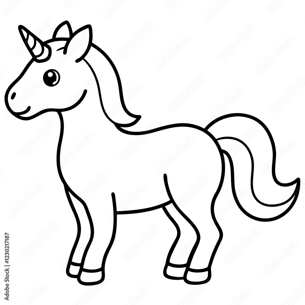 Cute Black Vector Unicorn Line Art Black Vector Silhouette Cartoon Illustration Cute Black Vector Unicorn Line Art Black Vector Silhouette Cartoon Illustration