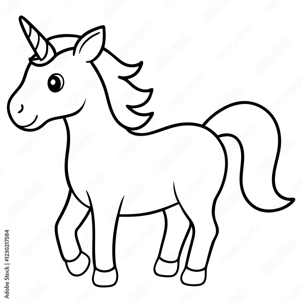 Cute Black Vector Unicorn Line Art Black Vector Silhouette Cartoon Illustration Cute Black Vector Unicorn Line Art Black Vector Silhouette Cartoon Illustration
