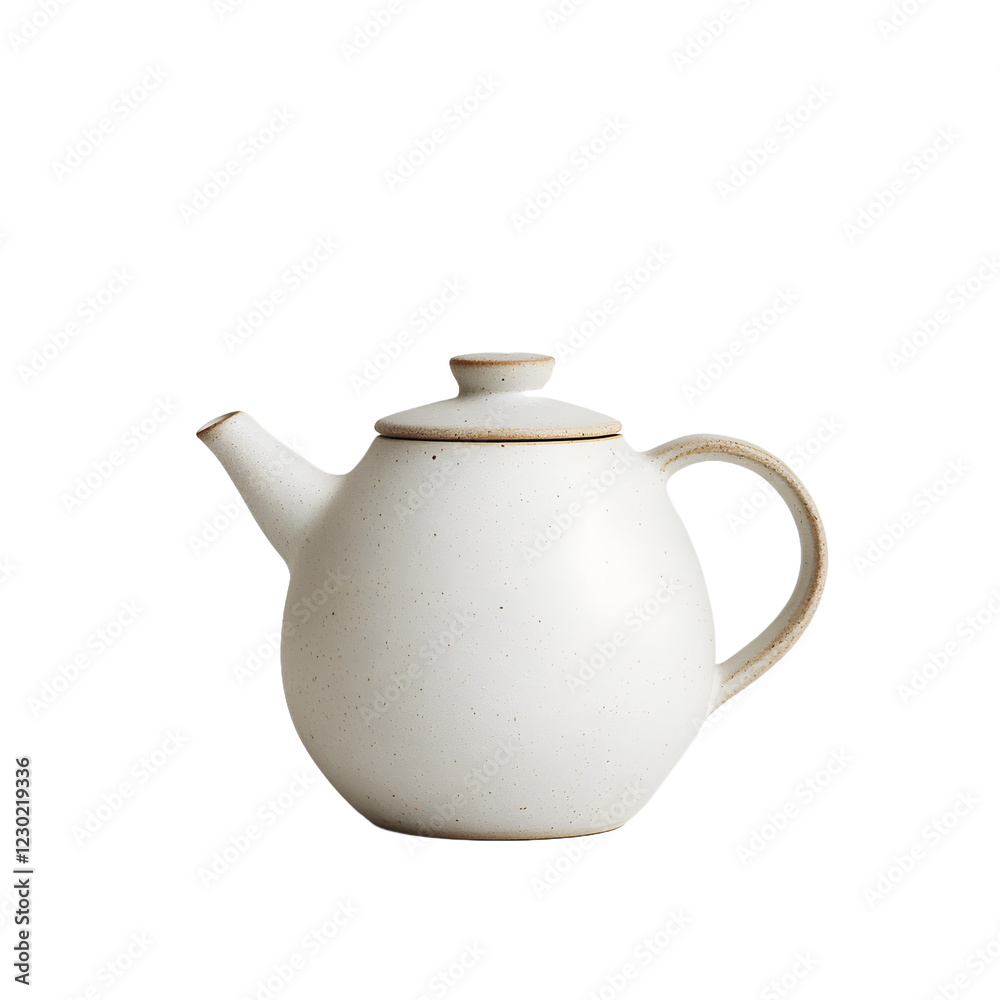 A ceramic teapot on a white background, showcasing its elegant design and smooth surface.
A ceramic teapot on a white background, showcasing its elegant design and smooth surface.
