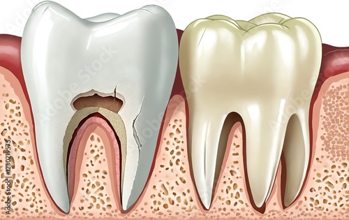 Damaged teeth. Dental repair treatment.