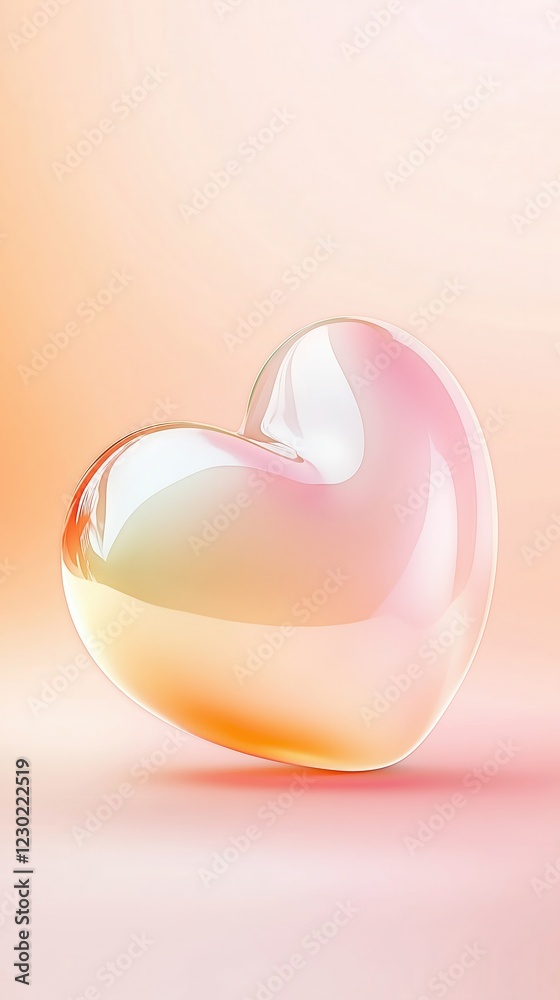 Translucent heart-shaped object with soft gradient a symbol of love and emotion against a warm pastel background for wellness and romantic themes Translucent heart-shaped object with soft gradient a symbol of love and emotion against a warm pastel background for wellness and romantic themes