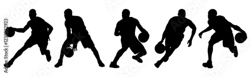 silhouette of a basketball player dribbling, vector illustration of a basketball player