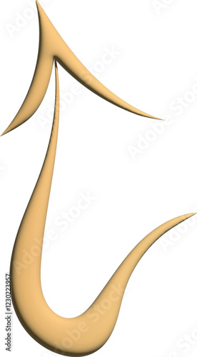 This is a smooth, beige 3D arrow with a sleek and dynamic curved design, pointing upward. The arrow has a modern and futuristic look, making it ideal for business, finance, and growth-related concepts