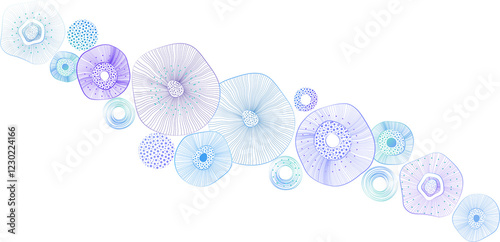 Abstract design element similar to cages or jellyfish. Bright colors. Suitable for children or art design, covers, spaces, web design