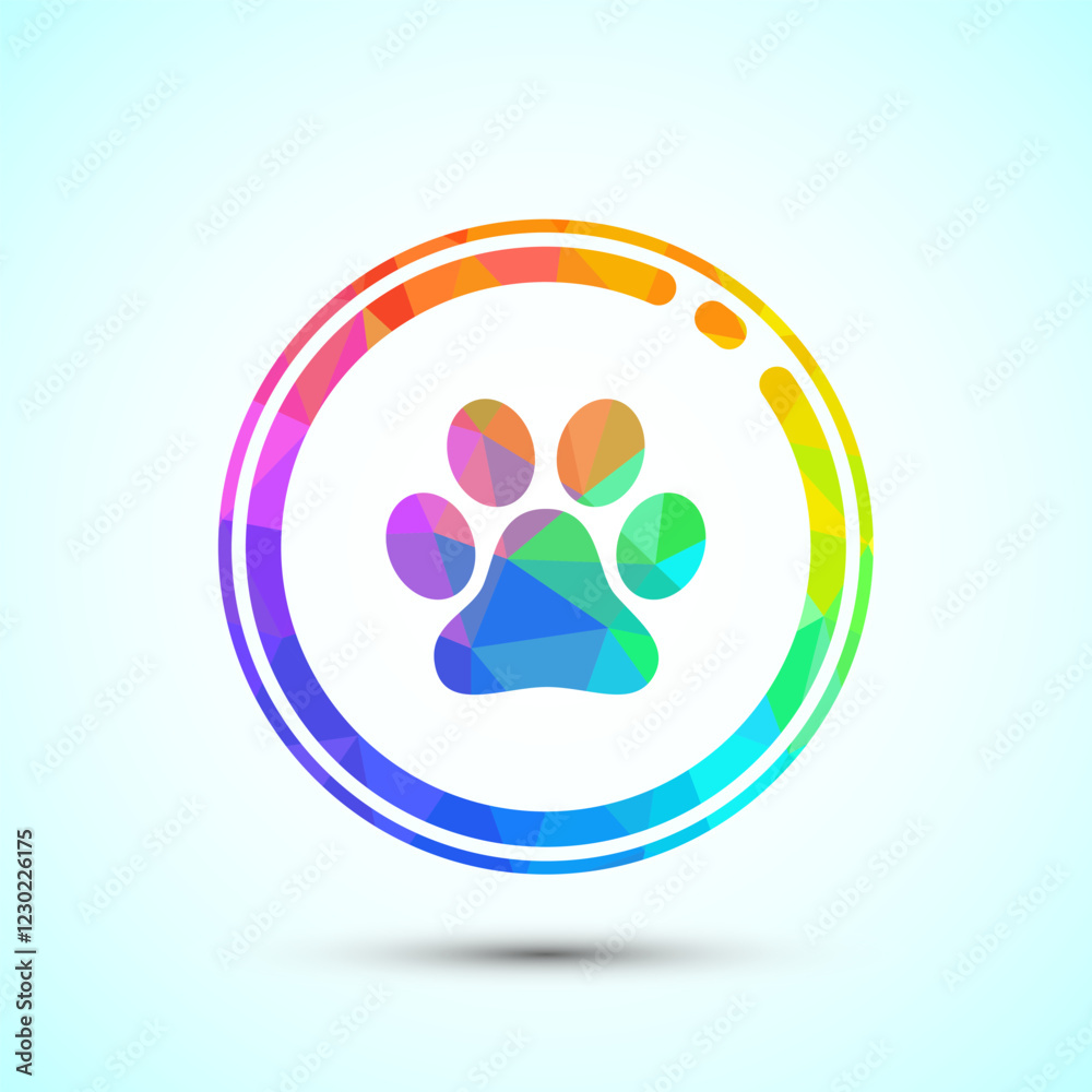 Pet friendly icon design illustration, Animal friendly label, badge, sign, symbol low poly style Pet friendly icon design illustration, Animal friendly label, badge, sign, symbol low poly style