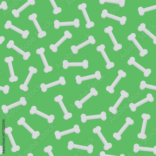 Bones Pattern - Messy Bones on Green Background. Seamless Link.