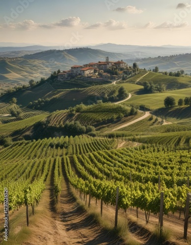 Wallpaper Mural Rolling hills of vineyards in Langhe landscape, wine route, vineyard Torontodigital.ca