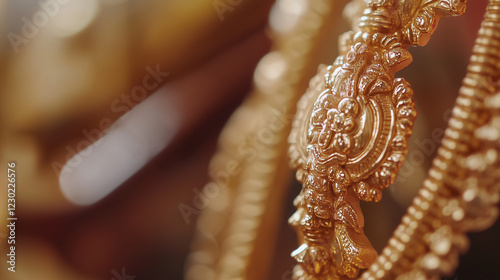 Close up of a gold jewel