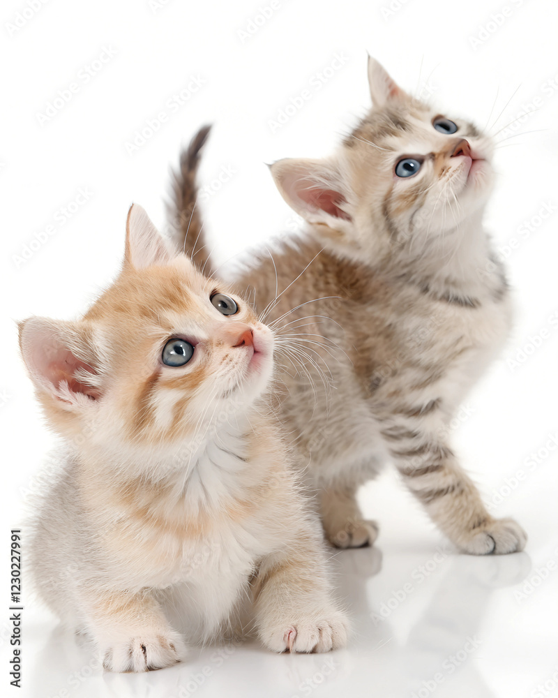 Beautiful little kittens and white background Beautiful little kittens and white background
