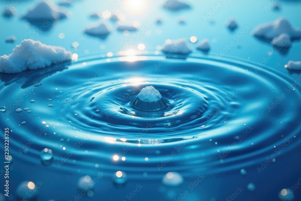 Shimmering ice cold water forming ripples on the surface, Ripples on Water, Blue Bubbles Shimmering ice cold water forming ripples on the surface, Ripples on Water, Blue Bubbles