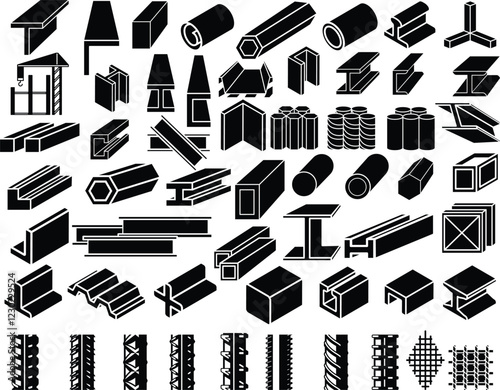 Steel beam Vector bundle, Clipart, Silhouette, Vector, icons, illustration, design.