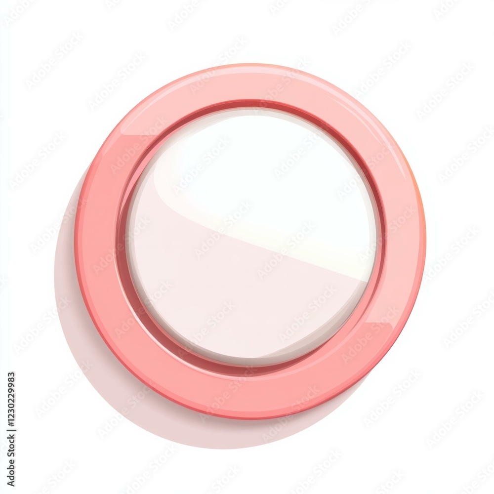 Glossy pink circular compact with transparent center on white background Glossy pink circular compact with transparent center on white background