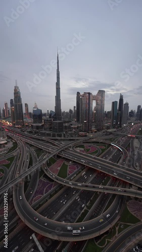 Video from a high angle view of Sheikh Zayed Road, Dubai