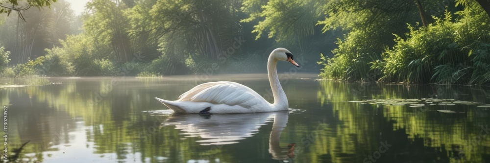 Impressionistic watercolor painting of graceful swan on tranquil lake, painting, swan, tranquil, lake Impressionistic watercolor painting of graceful swan on tranquil lake, painting, swan, tranquil, lake