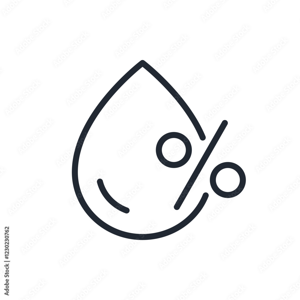 Humidity percent drop editable stroke outline icon isolated on white background flat vector illustration. Pixel perfect. 64 x 64. Humidity percent drop editable stroke outline icon isolated on white background flat vector illustration. Pixel perfect. 64 x 64.
