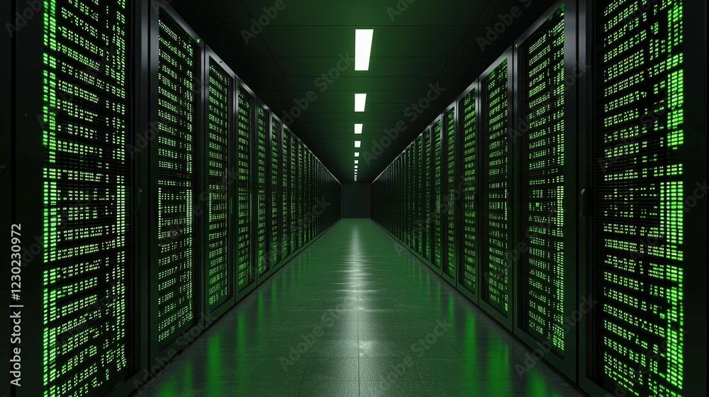 Fototapeta premium Transforming data center operations future-ready digital infrastructure and eco-friendly lighting innovations