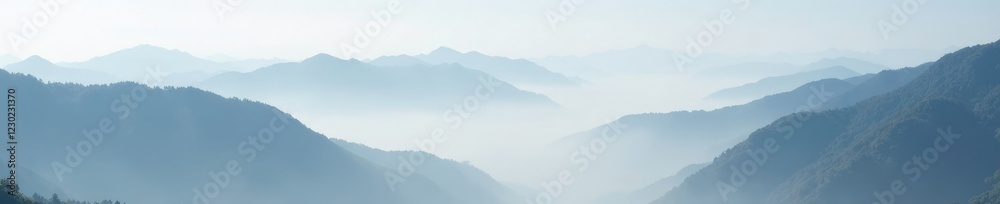 Fototapeta premium Swirling clouds of white and gray fog on mountains, fog, mist, gray
