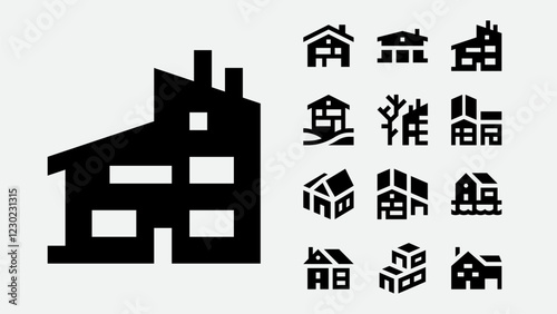 set of house building icons