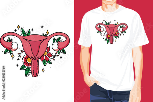 Traditional Tattoo Uterus t-shirt design unique idea