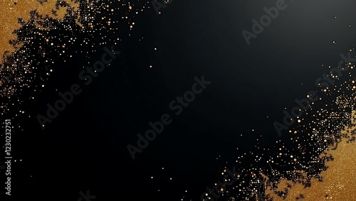 Golden glitter on black background