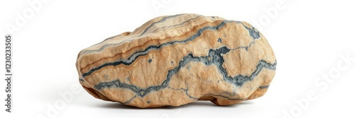 Large serpentine mineral rock specimen on white background with visible striations and veins, natural, minerals