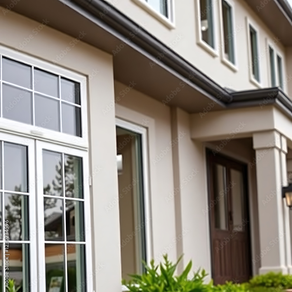 Modern House Exterior: Architectural Design and Real Estate Photography. High-end residential home showcasing contemporary architecture, luxury design, and modern construction Modern House Exterior: Architectural Design and Real Estate Photography. High-end residential home showcasing contemporary architecture, luxury design, and modern construction