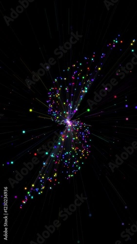 Colored Space Spiral Loop Vertical. Dynamic and colored loop animation of abstract particle shape in space.